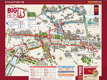Big Bus Paris route map 2024